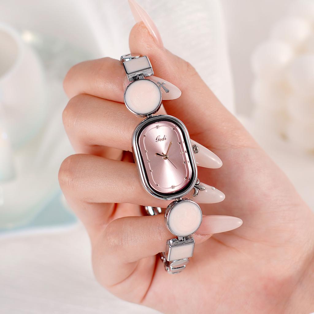 Delicate Oval Simple Bracelet Watch Niche Irregular Design Literary Women'S Quartz Watch