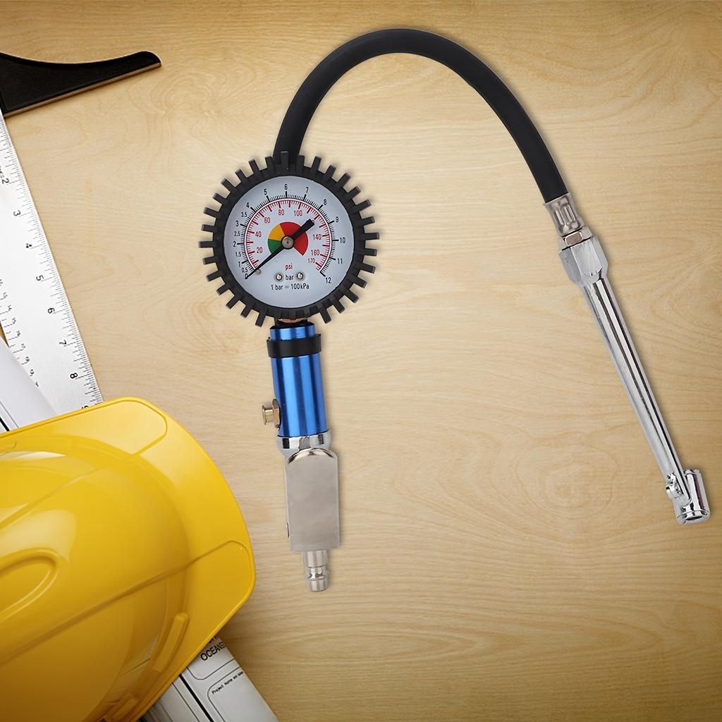 Tire Inflator Tire Pressure Gun Deflator Air Pressure Gauge With Rubber Hose 12 Bar Self Clamping And Quick Connector Chuck For RV Car Motorcycle Bike