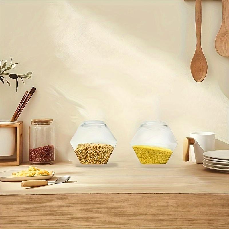 4pcs Hexagonal Plastic Candy Jar Clear Cookie Containers for Snacks Airtight Dry Goods Containers for Kitchen Pantry