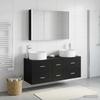 Bathroom Furniture Set 4 Pcs Black Oak Engineered Wood and Glass