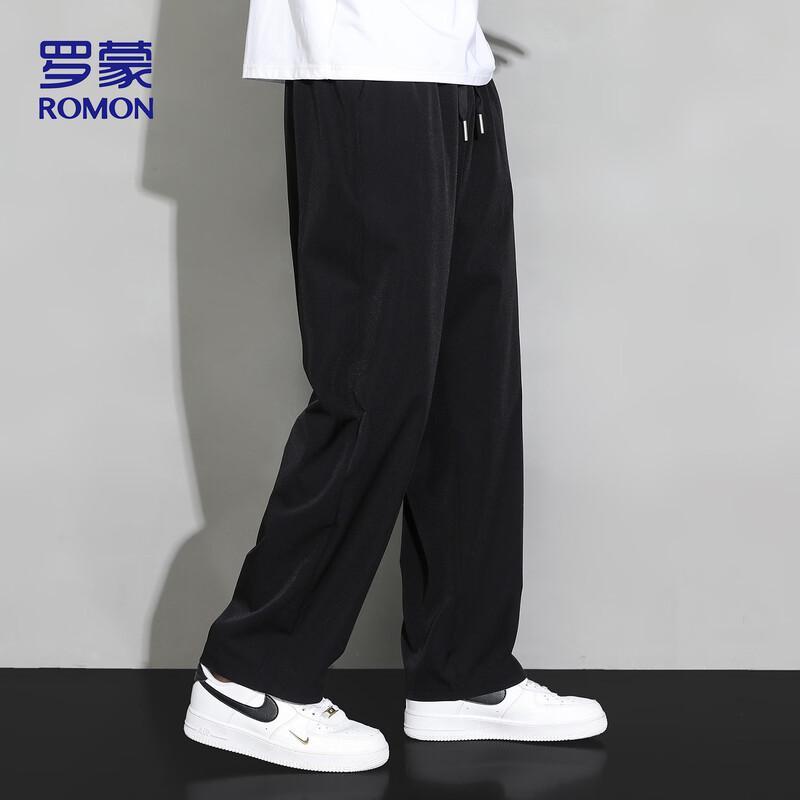 ROMON Men's Ice Silk Loose Straight Casual Pants