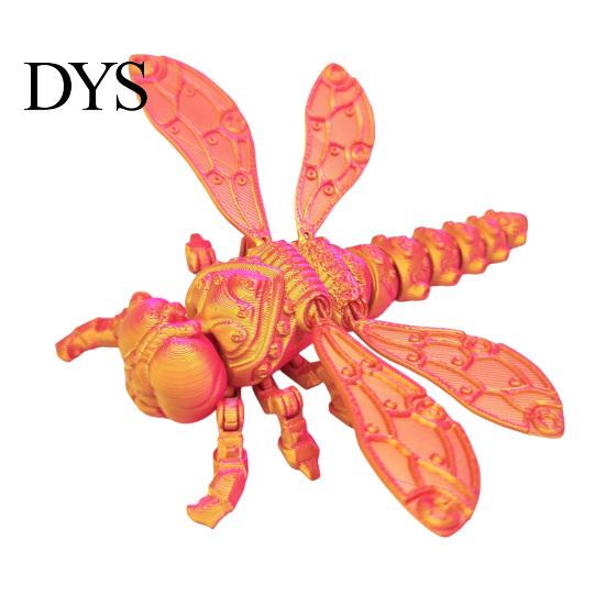 Office Desk Toys 3D Printed Dragonfly Figurine, Articulated Model with Movable Joints, Stress Relief Toy Insect Fidget for Decoration Reliever