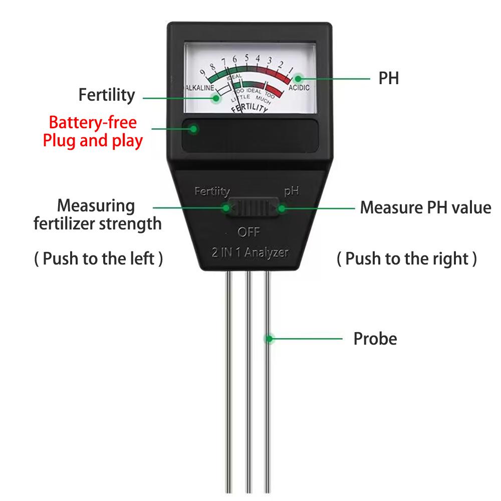 2 In 1 Soil PH Fertility Meter With 3 Probes Soil PH Tester Plant Measure Device Acidity Meter Measuring Tool