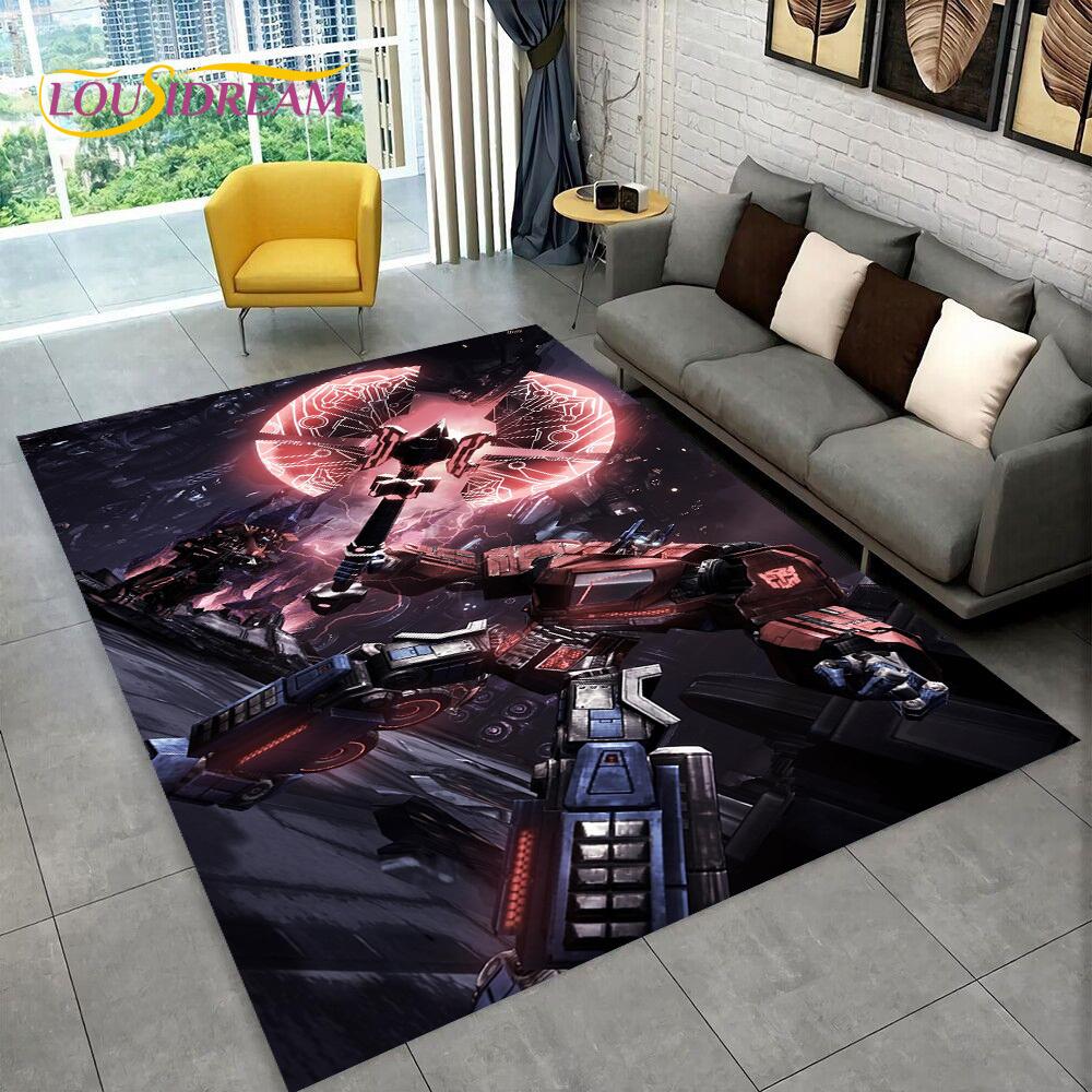 3D Transformers Cartoon Autobots Teppich für Zuhause Wohnzimmer Schlafzimmer Sofa Fußmatte Dekoration, Kinderzimmer Teppich Rutschfeste Bodenmatte Geschenk