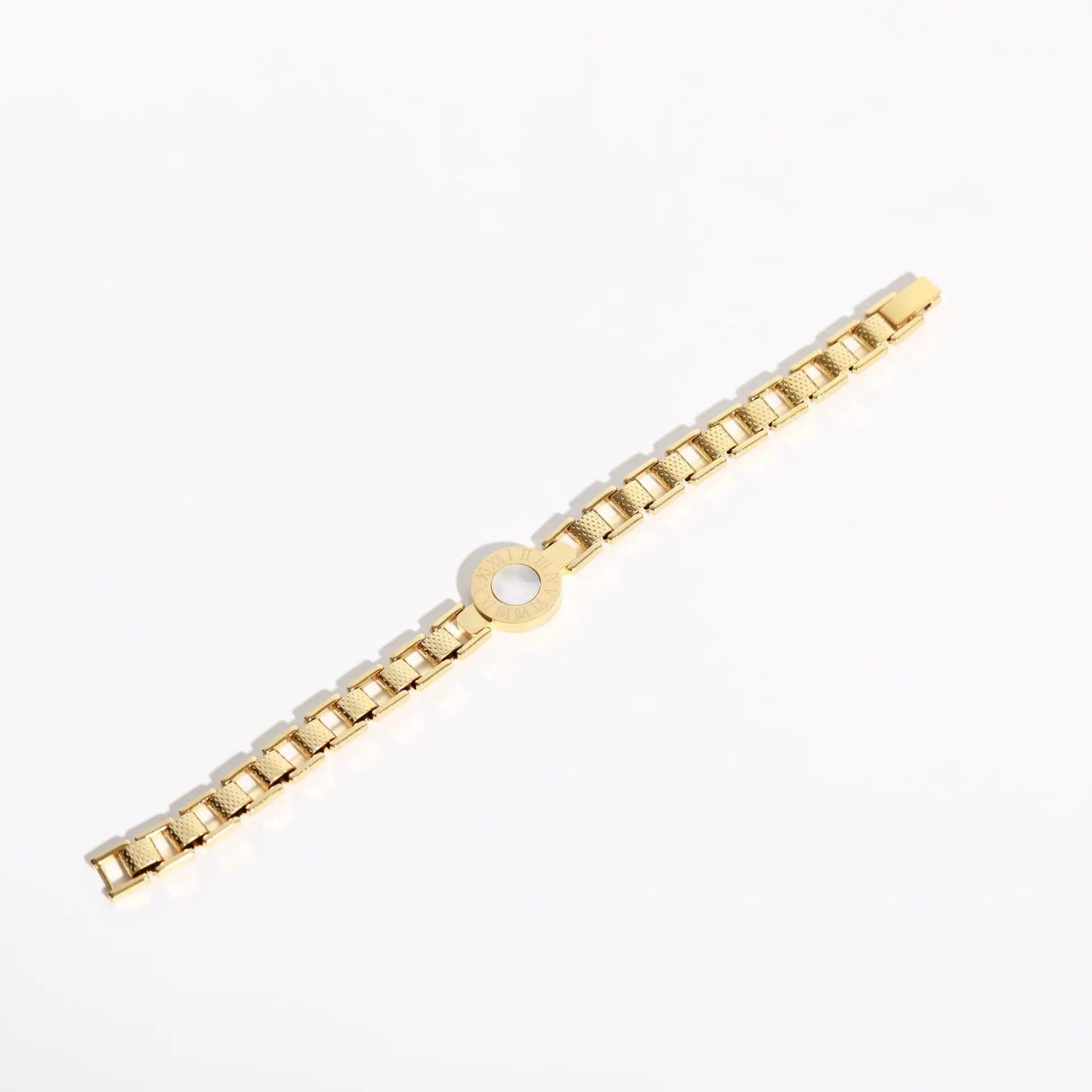 

Модный панк-римские цифры, ремешок для часов, браслет-цепочка для женщин, высокое качество, круглый браслет из нержавеющей стали, подарок Golden_