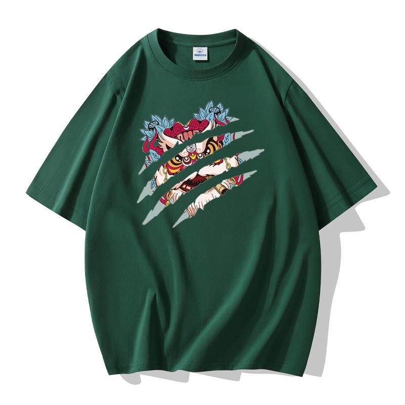 

Футболка мужская с короткими рукавами и узором «Оперная маска», свободная, 100% хлопок, большой размер S темно-зеленого