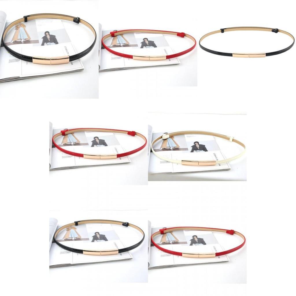 Fashionable Solid Color Gold Buckle Decoration Women Casual Slim Waist Belt For Fashion Dresses