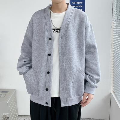 Men'S Cardigan Sweater Autumn Clothing Trendy Brand Hong Kong Style Loose Trend Single-Breasted Casual Sports Jacket Men