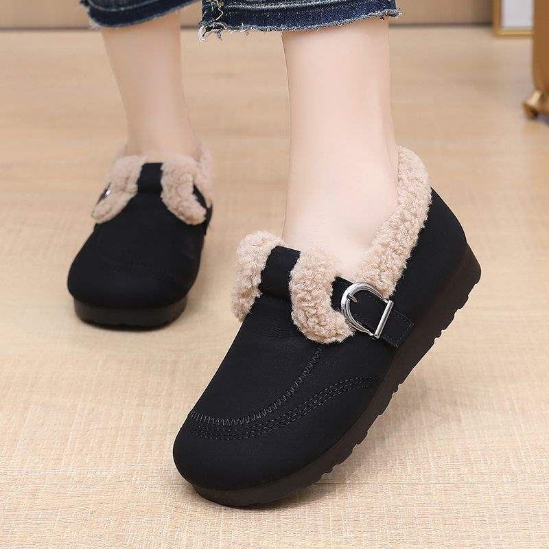 Doudou Woolen Lamb To Keep Warm In Autumn and Winter, New Flat-bottomed Birkenstock Retro Pedals, Velvet Lazy Cotton Shoes, Low-top Women's Shoes
