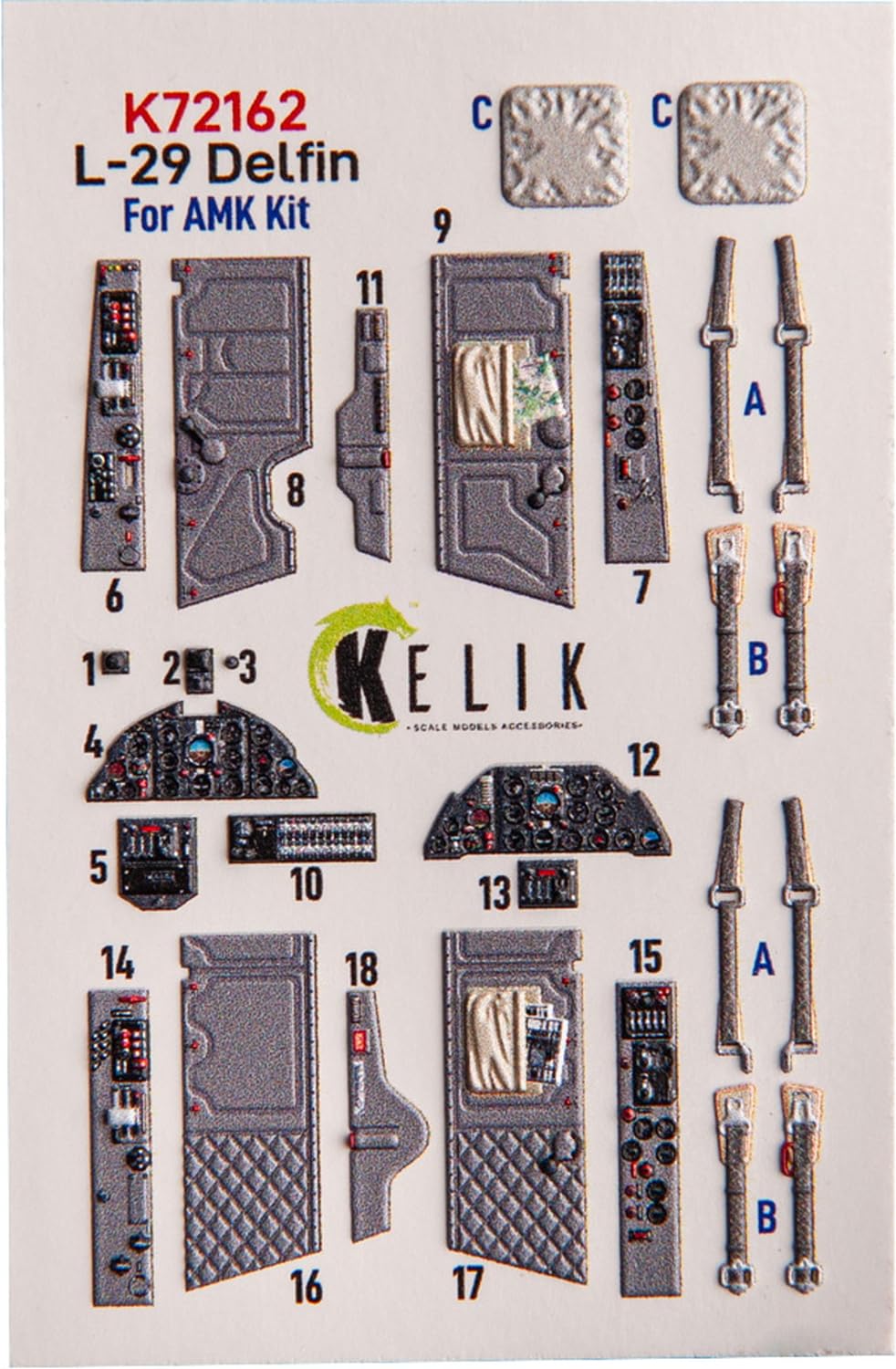 

Reskit Декаль интерьера Дельфин 3D Пластиковая декаль для модели RSKK72162 1/72 Л-29 (для АМК) (Самолет)