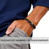 Stainless Steel Infinity Black Leather Bracelet for Men,High Quality Microfiber Leather Wristband,Gift for Husband Dad Him
