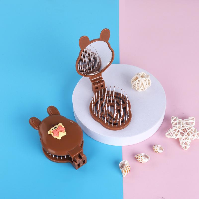 

Компактная складная массажная расческа с милым зеркальцем в форме сердца - Портативный девчачий дизайн 19 x 6.5 x 2 cm кофейный