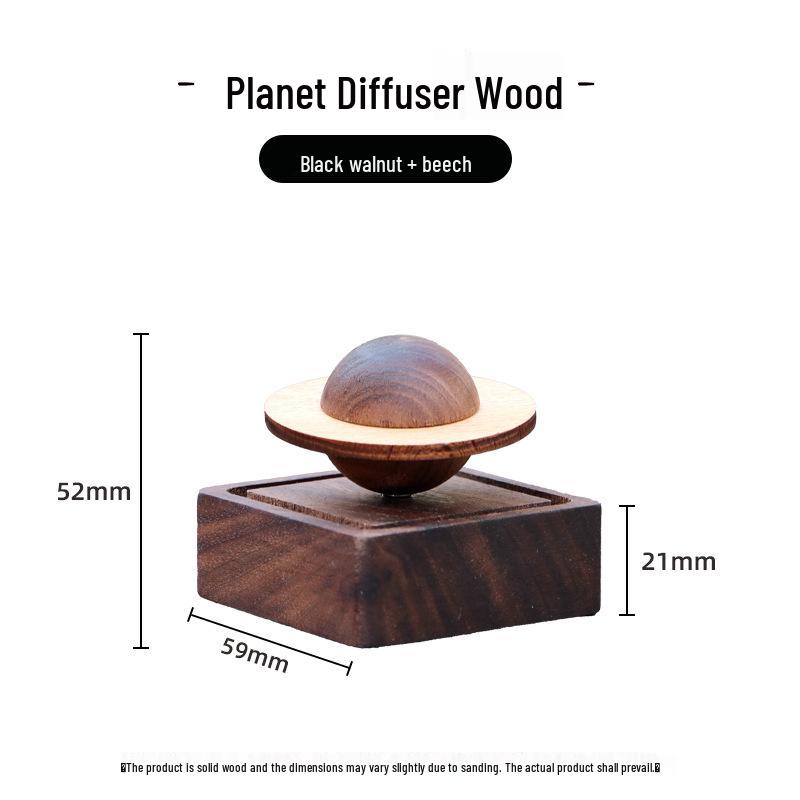 Black Walnut Planet Diffuser: Wooden Aromatherapy Ornament for Car and Home
