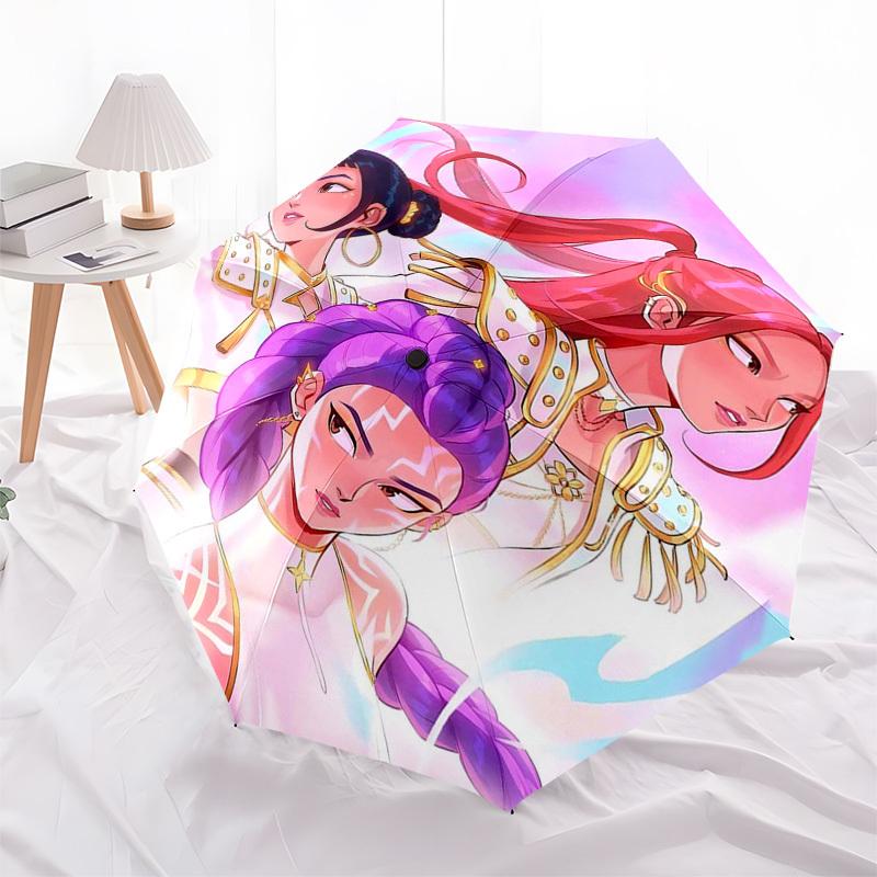 1pc Rainbow Princess Outdoor Umbrella - Automatic Opening/Closing, 3-Fold Design, 8-Bone Iron Frame, Perfect Gift for Fans & Travelers.N002