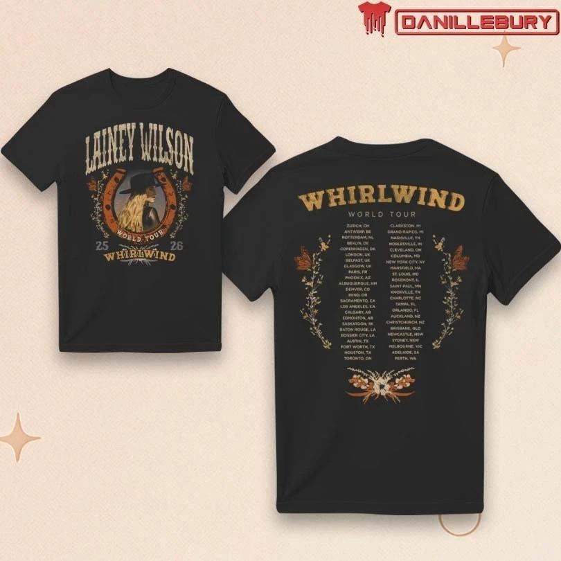 NEW! Lainey Wilson Whirlwind World Tour Horseshoe 2026-2026 Merch T-Shirt Cotton S