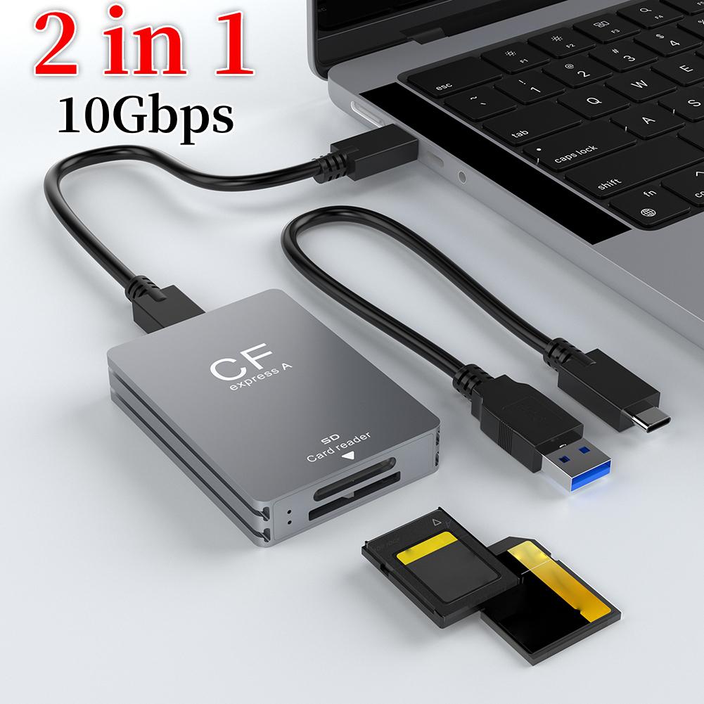 2-in-1 CFexpress Type A &SD Card Reader Cardreader Adapter Dual-Slot CFexpress Reader Support for Android/Windows/ OS for SLR
