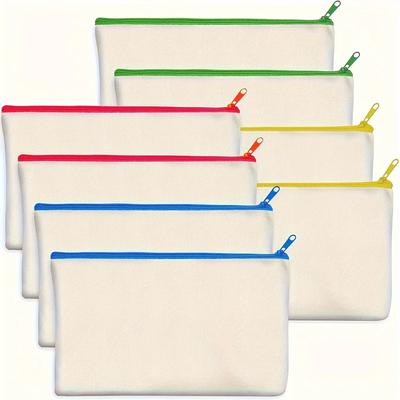 8 Stück Canvas Farbige Reißverschlusstasche DIY Basteltasche, Reise Canvas Schminktasche Toilettenpapier (8,3 * 4,7 Zoll/210 * 120 mm)