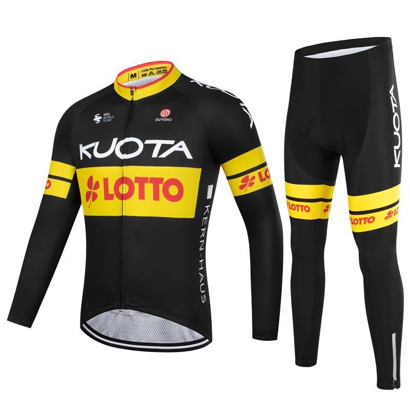 Mens Cycling Jersey Set Long Sleeve Breathable Slim Fit Mountain Road Bike Apparel