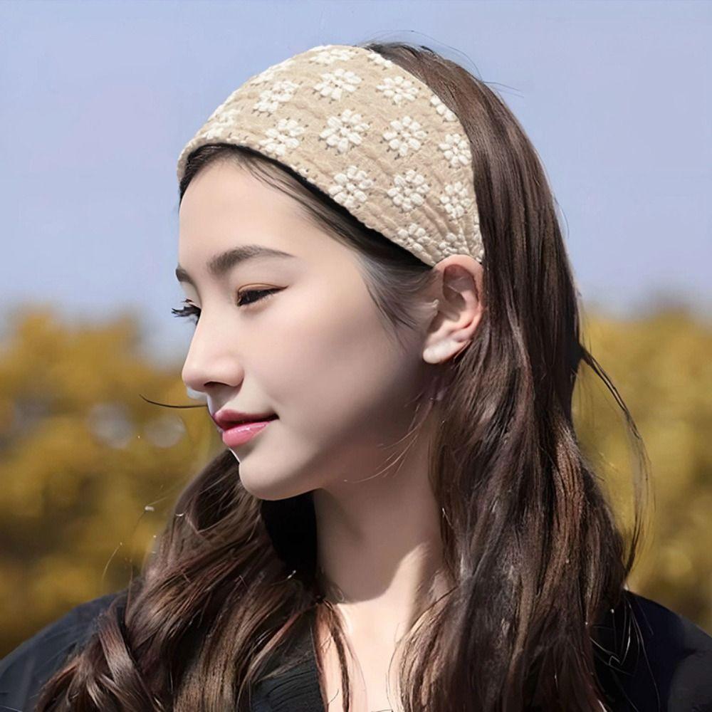 Floral Wide Hairband Mesh Women Hair Hoop Sweet Lace Headband  Wash Face