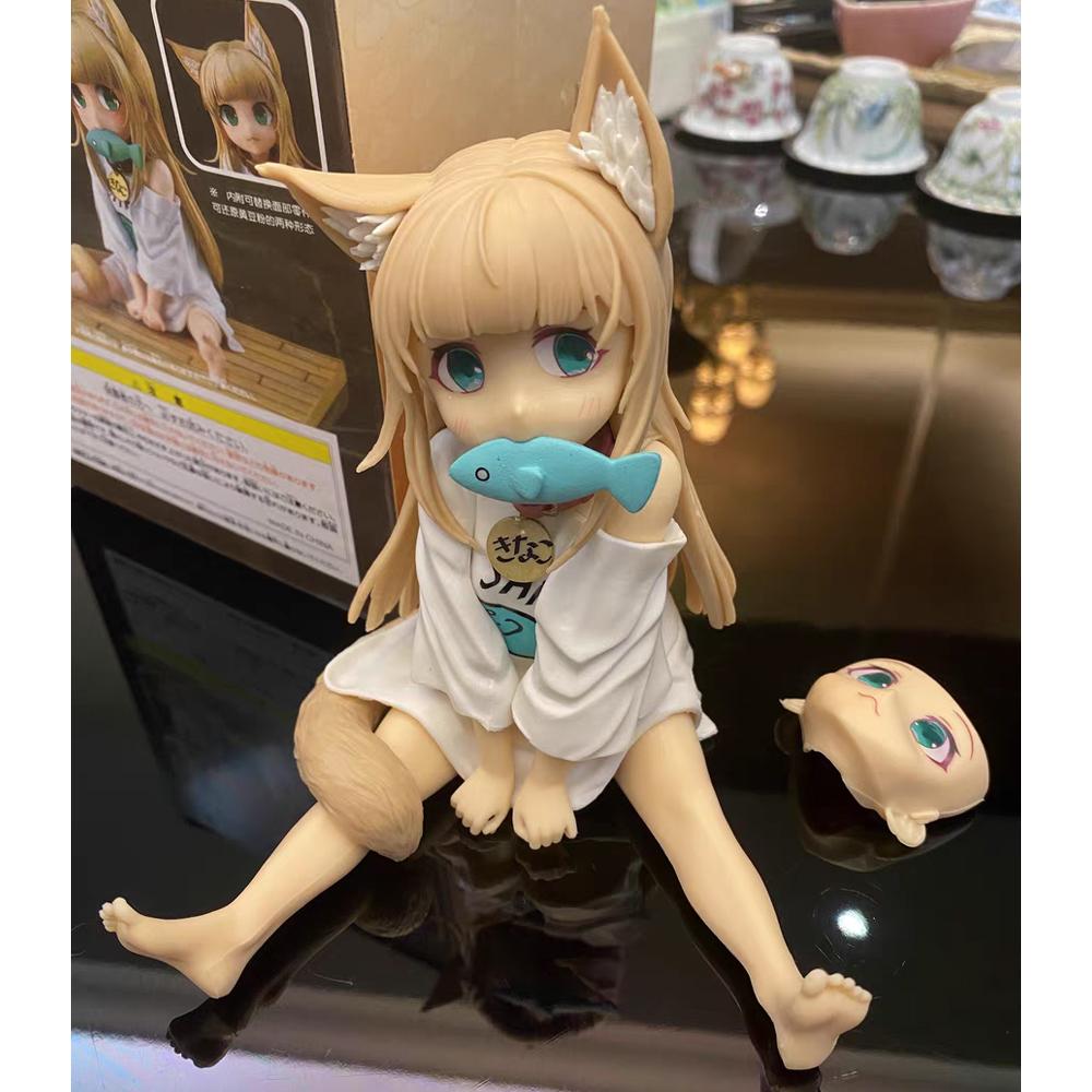 13/18CM My Cat Is Kawaii Girl Anime Figure Sakura Soybean Flour Sit And Eat Fish Collectible Model Doll Toy GOLDEN HEAD A PVC Kid Friendly 2