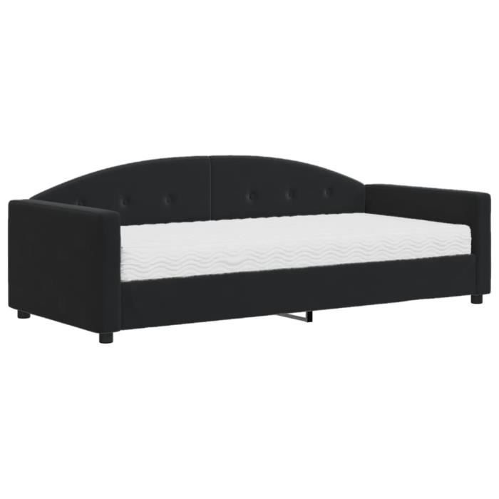 VidaXL Lit de jour avec matelas noir 90x190 cm velours 3197292