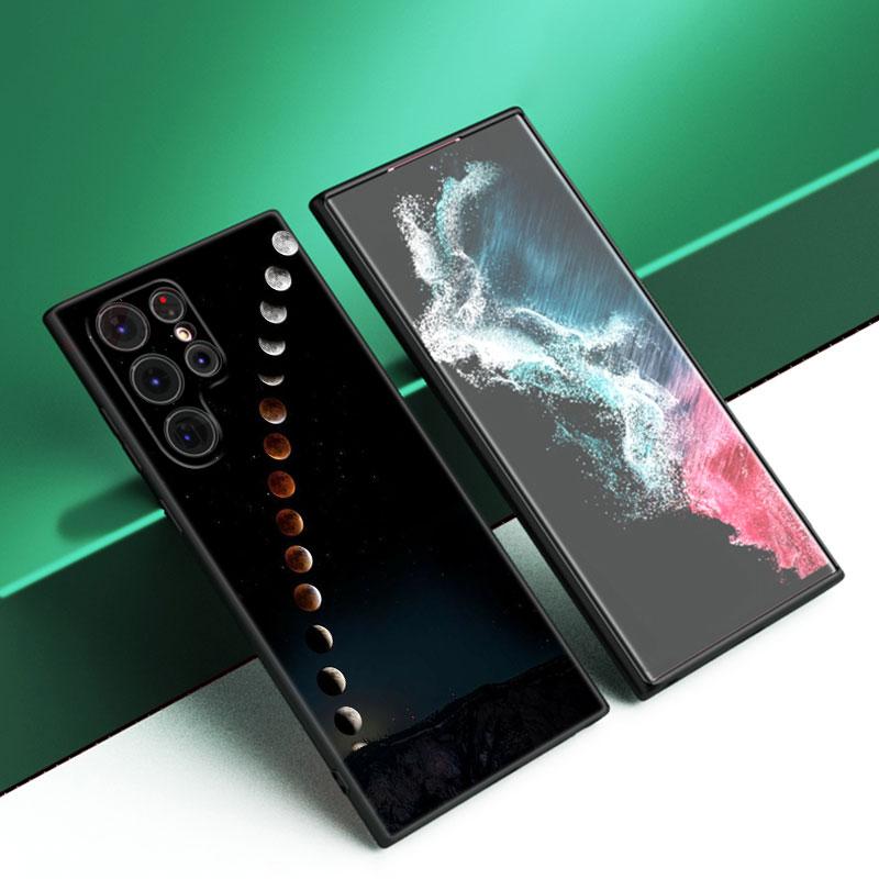 

Чехол для телефона Moon Stars Space Astronaut Black Silicone Case для Samsung Galaxy S23 S21 S20 FE S24 S22 Ultra S10E S10 S9 S8 Plus Samsung S8 Plus