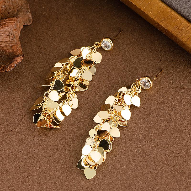 Náušnice s třásněmi a zirkony - Luxusní design kapky vody, všestranné a špičkové.