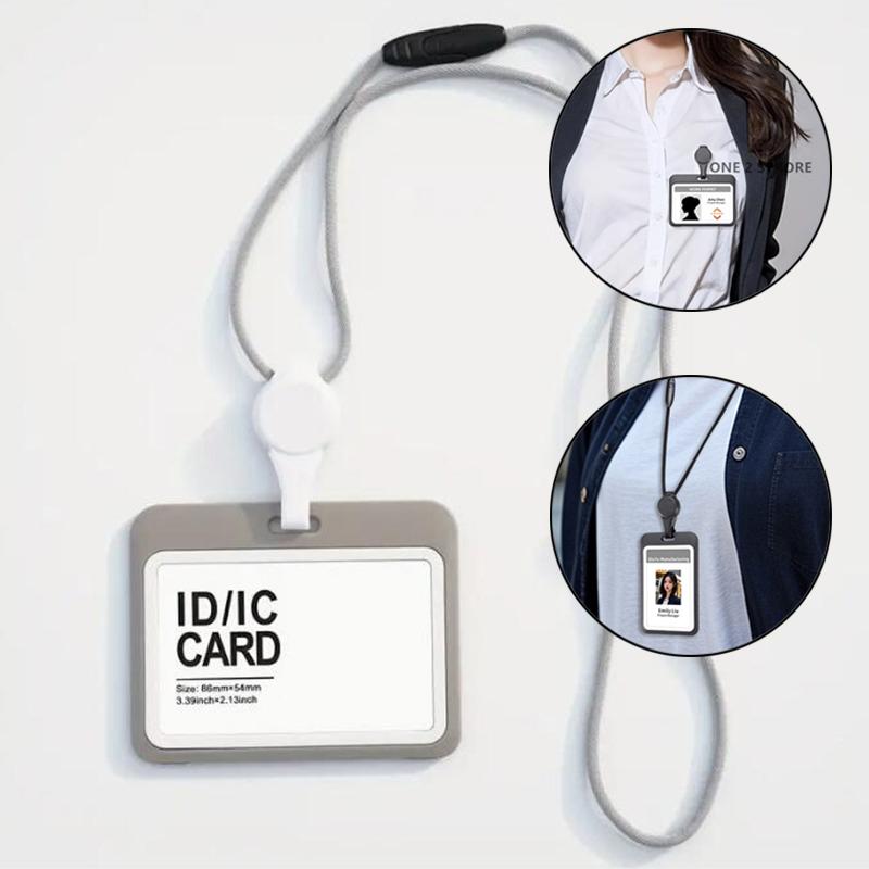 Badge With Lanyard Name Badge Holder Adjustable Lanyards Card Holder Transparent Retractable ID Card Holder School Stationery