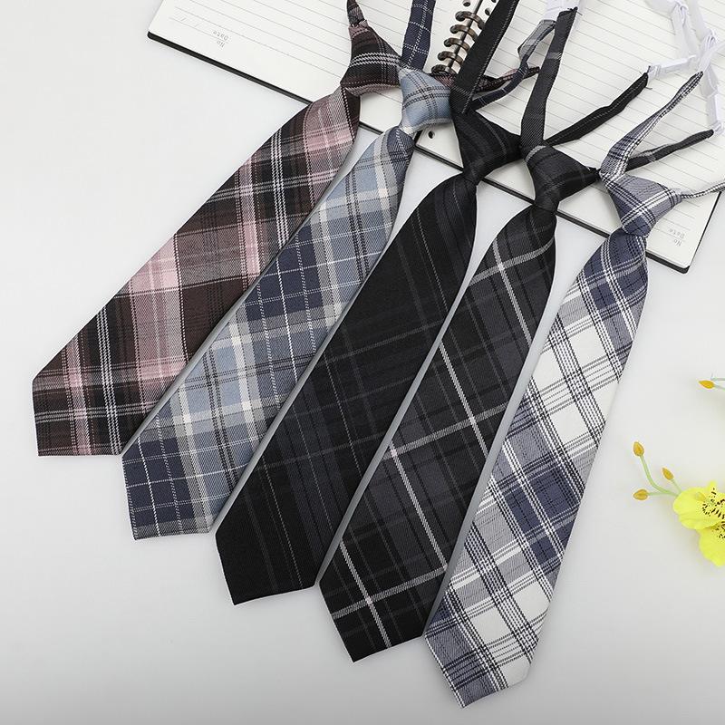 Jk Small Tie Female College Style Lazy Japanese Plaid Uniform Shirt Tie Student Ins Men'S And Women'S Short Styles Free Of Charge