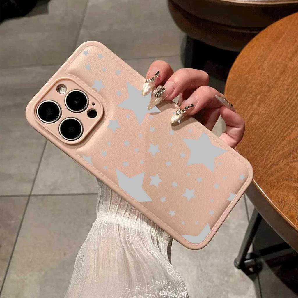 ins full screen stars suitable for Apple 17/16Promax mobile phone case IP15 drum bag air cushion 14 personality 13 fine holes