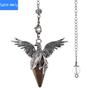 Natural crystal stone hexagonal cone phoenix wings pendant retro pendulum peace dove pendant