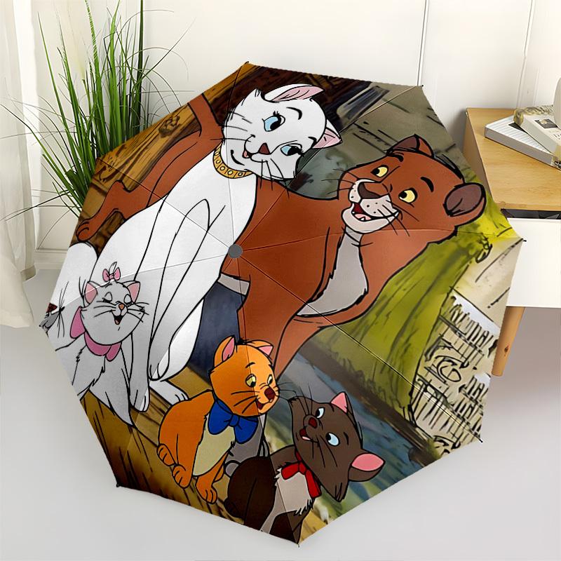 

Cats Aristocats Themed Automatic Opening and Closing Umbrella, Brightly Colored 8-rib Portable Umbrella, Suitable for Men and Women, A Perfe