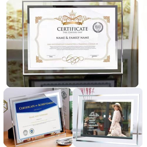 Laiqianle Glass Photo Frame, Certificate Frame, Vertical/Horizontal A4 Frame, Stylish Poster Frame for Certificates, Permits, Awards, Welcome Boards,
