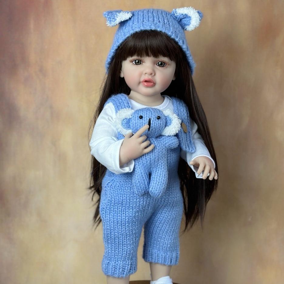 BZDOLL 55 CM 22 Inch Stand Girl Panenka Realistické Reborn Baby Full Soft Silikonové tělo Princezna Batole Bebe Dárek k narozeninám