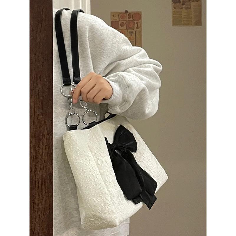 Cute Girl Bag Korean Style Niche Bow Tote Bag Autumn Winter Summer Shoulder Bag