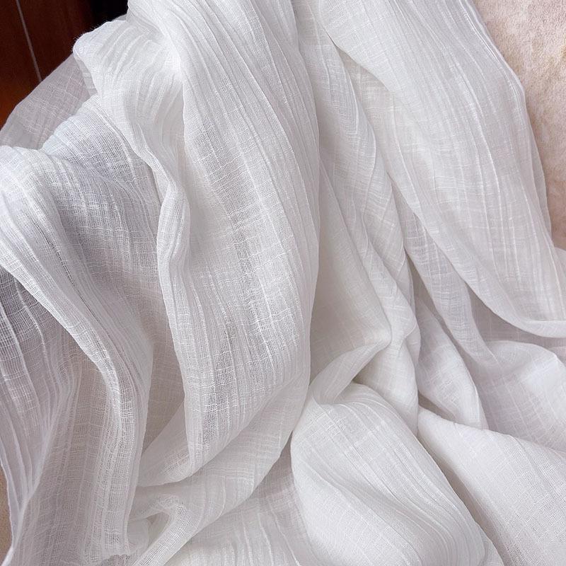 Popular Flax Plant Dyed White Scarf Summer Sunscreen Silk Silk Scarf Solid Color Cotton And Linen Shawl