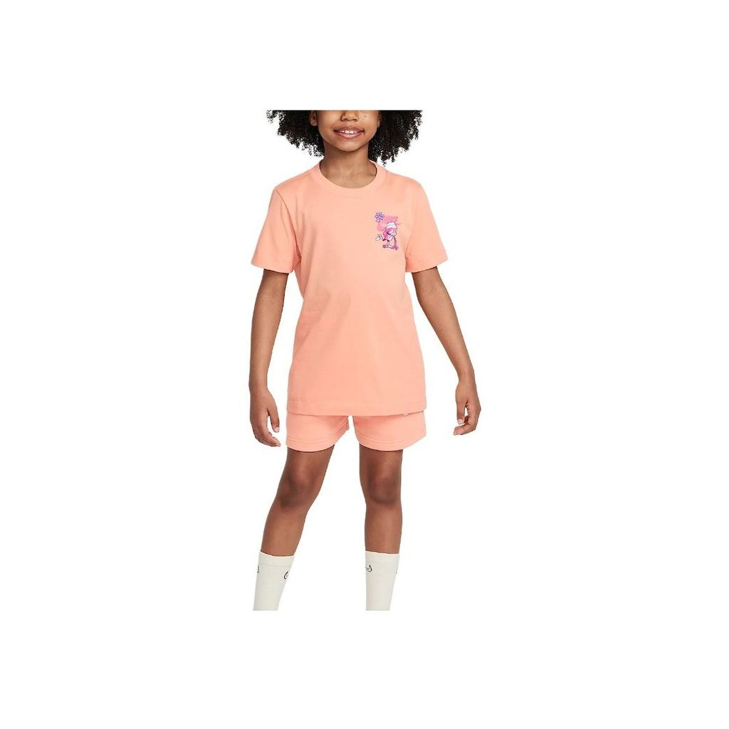 Nike Sportswear Comfortable Round Neck Pullover Short Sleeve T-Shirt Kids Tops Beige Agate HQ3239-844