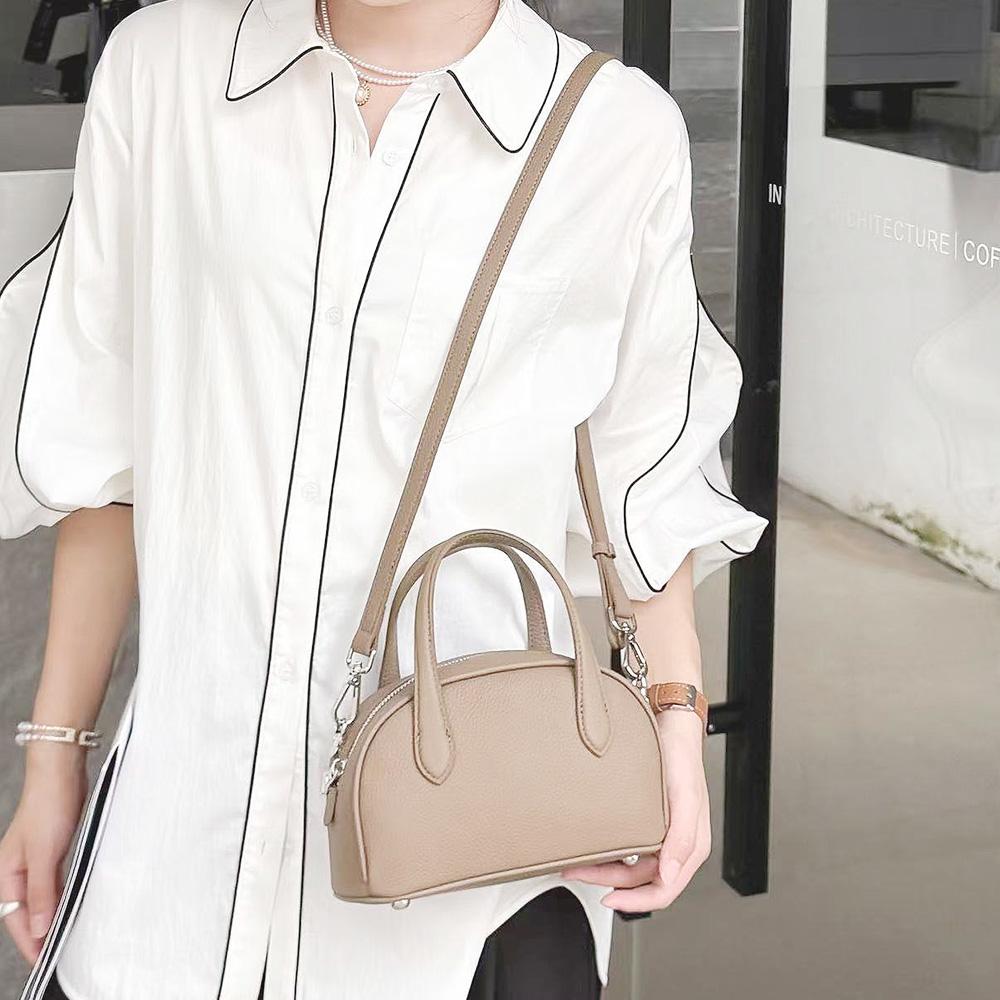 MATTIERE MT_27102 Simple Mini Boston Cow Leather Tote Crossbody Bag