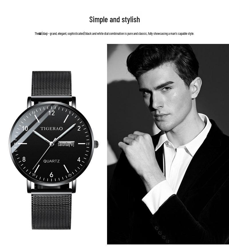 Ultra-thin Men's Trendy Mechanical & Quartz Waterproof Watch for Teenagers and Students