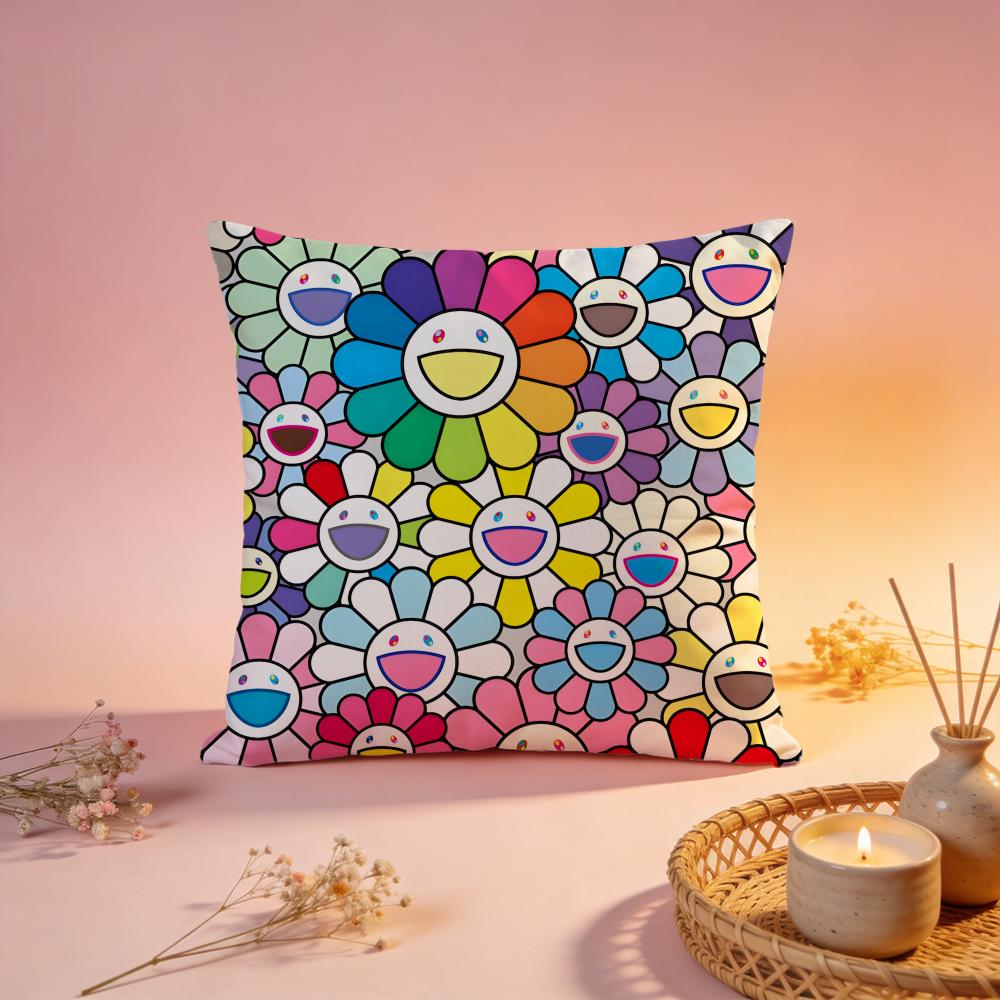 Fashion TTakashi Murakamied Cushion Cover Comfortable Durable Pillow Cover MultiScene for Home Office Car Sofa