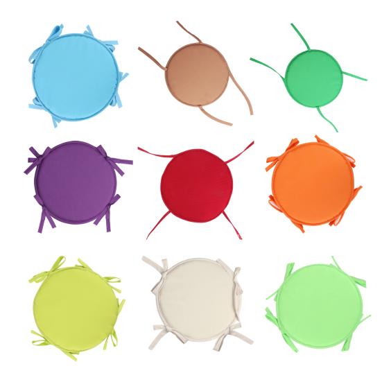 Round Chair Seat Pad Solid Color Seat Cushion 15 Inches Circular Chair Cushion with Straps for Indoor Outdoor Garden Patio Office Use