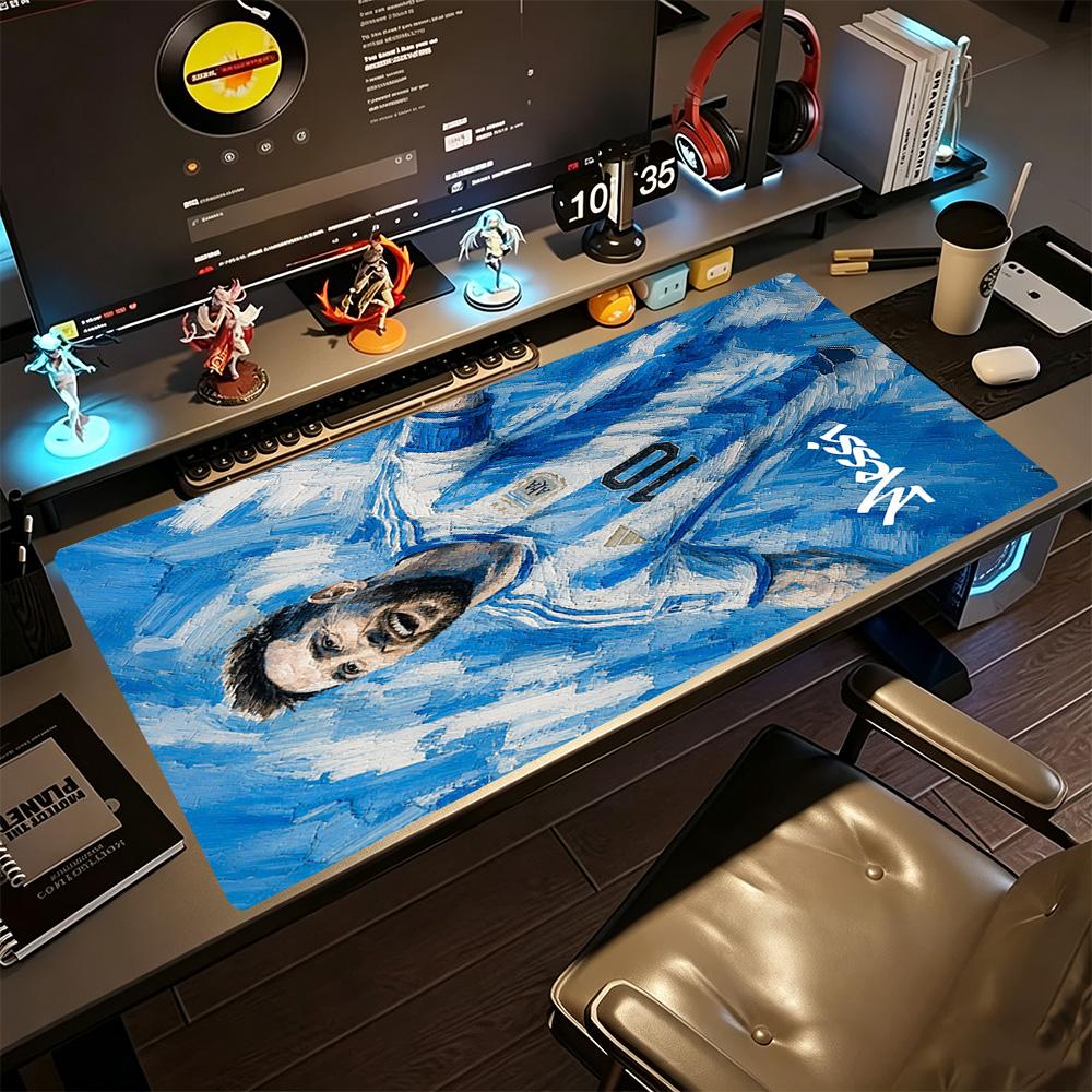 Football Messi Large Mouse Pad Desk Mouse Pad Office Mouse Mats Non-Slip Rubber Base Gaming Accessories Ideal Gift for Gamers