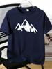 Unisexs Hand Drawn Mountain Graphic Tee Crew Neck Short Sleeve Outdoor Hiking Camping Lover Light Summer Daily Casual Basic T Shirt