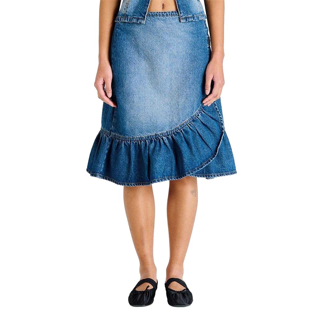 The Ragged Priest Womens/Ladies Gail Buckle Denim Skirt