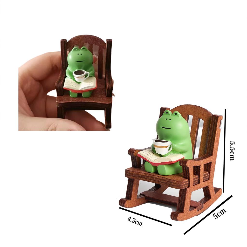 Niedliche Miniatur-Froschfigur im japanischen Stil Miniaturmöbel Stuhl Mini-Hocker und Mini-Frosch Exquisite Heimdekoration Ideale Geschenkwahl