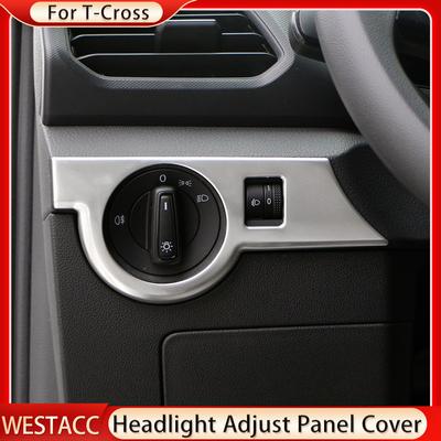 Car Headlight Head Lamp Switch Knob Panel Cover Sticker Trim for Volkswagen VW T-Cross Tcross 2018 - 2023 LHD