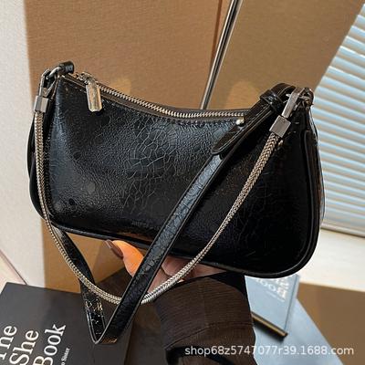 Korean Fashion Handbag 2025 Pre-spring New Chain Bag Lychee Pattern Shoulder Bag Simple Commuter Crossbody Bag for Women