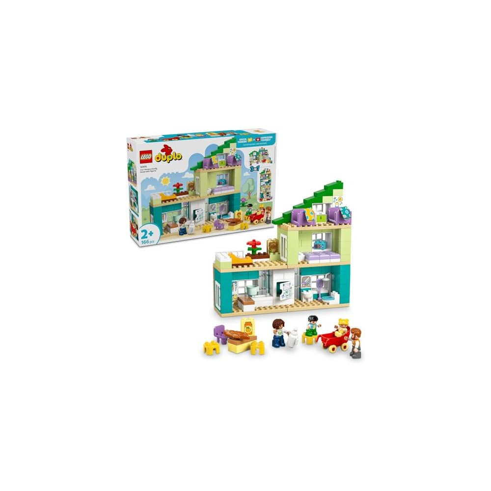 

LEGO DUPLO 3-in-1 Modern House Building Set with Family Figures Educational Toy for Kids Ages 1.5 to 4