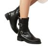 Classic Knight Boots Martin Boots Short Solid Color Belt Buckle Boots Leather Boots Retro Large Size 34-47