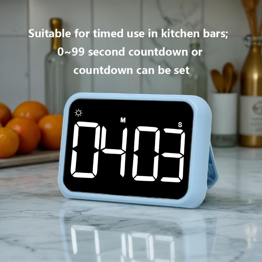 1pc Digital Kitchen Timer, LED Electronic Countdown with Adjustable, Plastic, Battery Operated 3 AAA Not Included, Clear Display for Cooking Learning